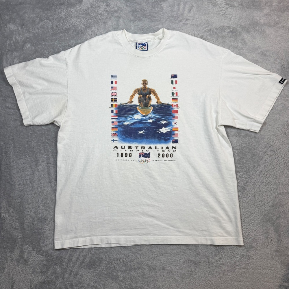 Vintage Bonds Australian Olympic Team T Shirt Mens XXL White Rowing Y2K